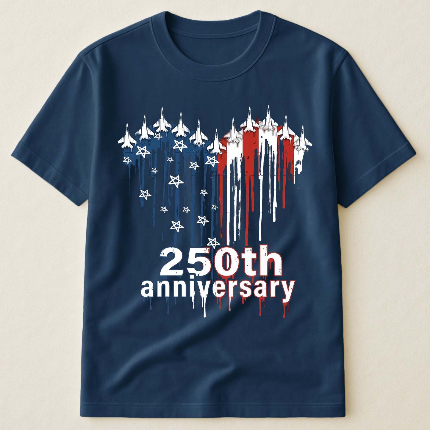 250th Anniversary USA Jet Fighter Graphic T-Shirt – Patriotic America 1776–2026 Tee
