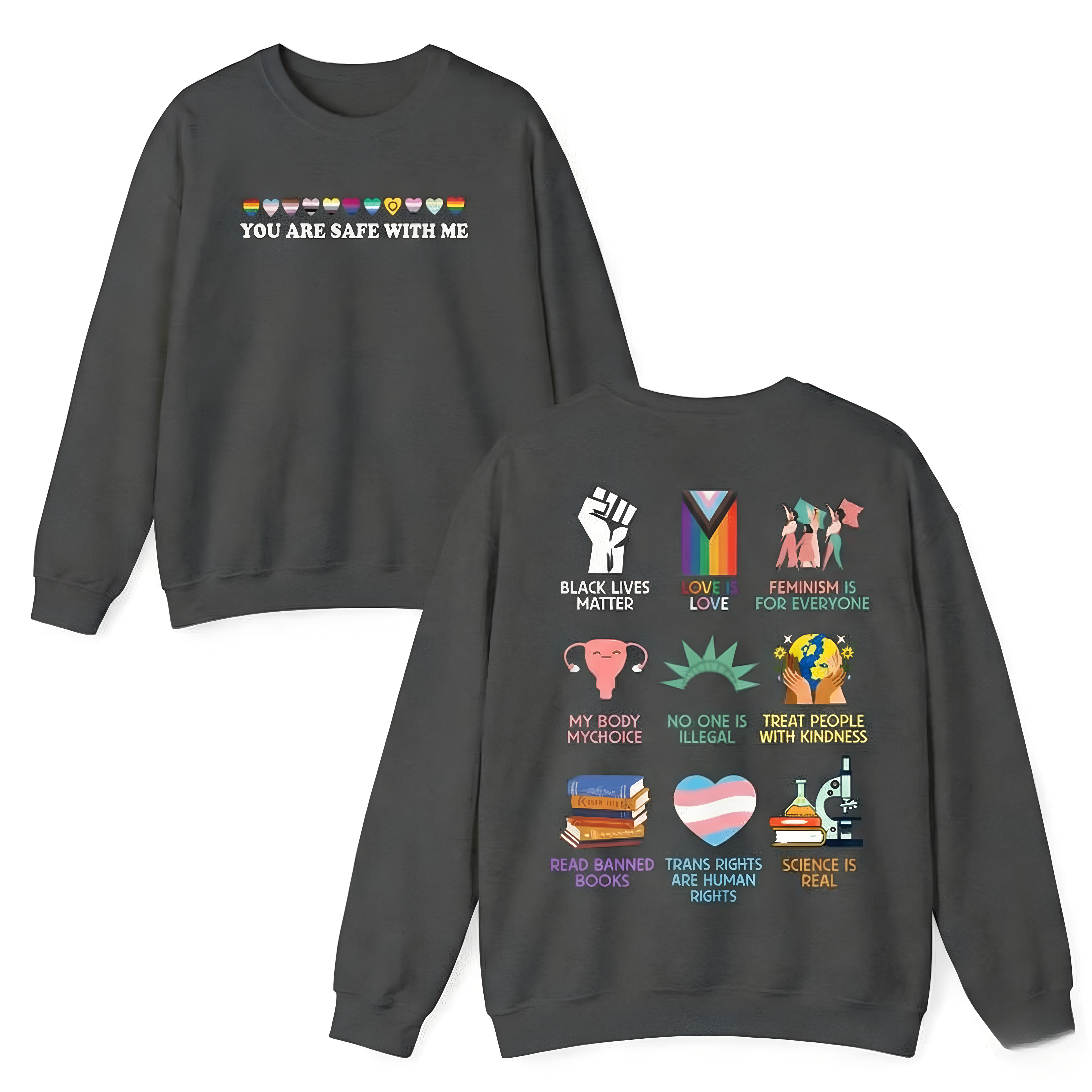"You Are Safe With Me" Human Rights & Equality Graphic Hoodie/Tee - The Manifesto Collection