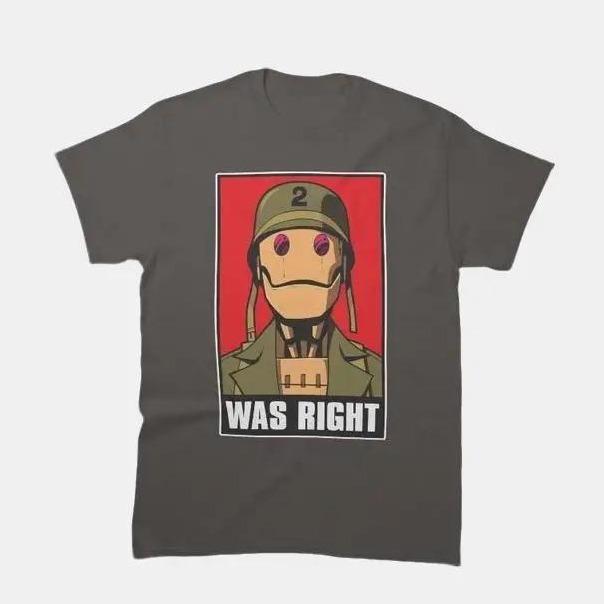 Cartoon Mechanical Soldier "WAS RIGHT" Casual Apparel