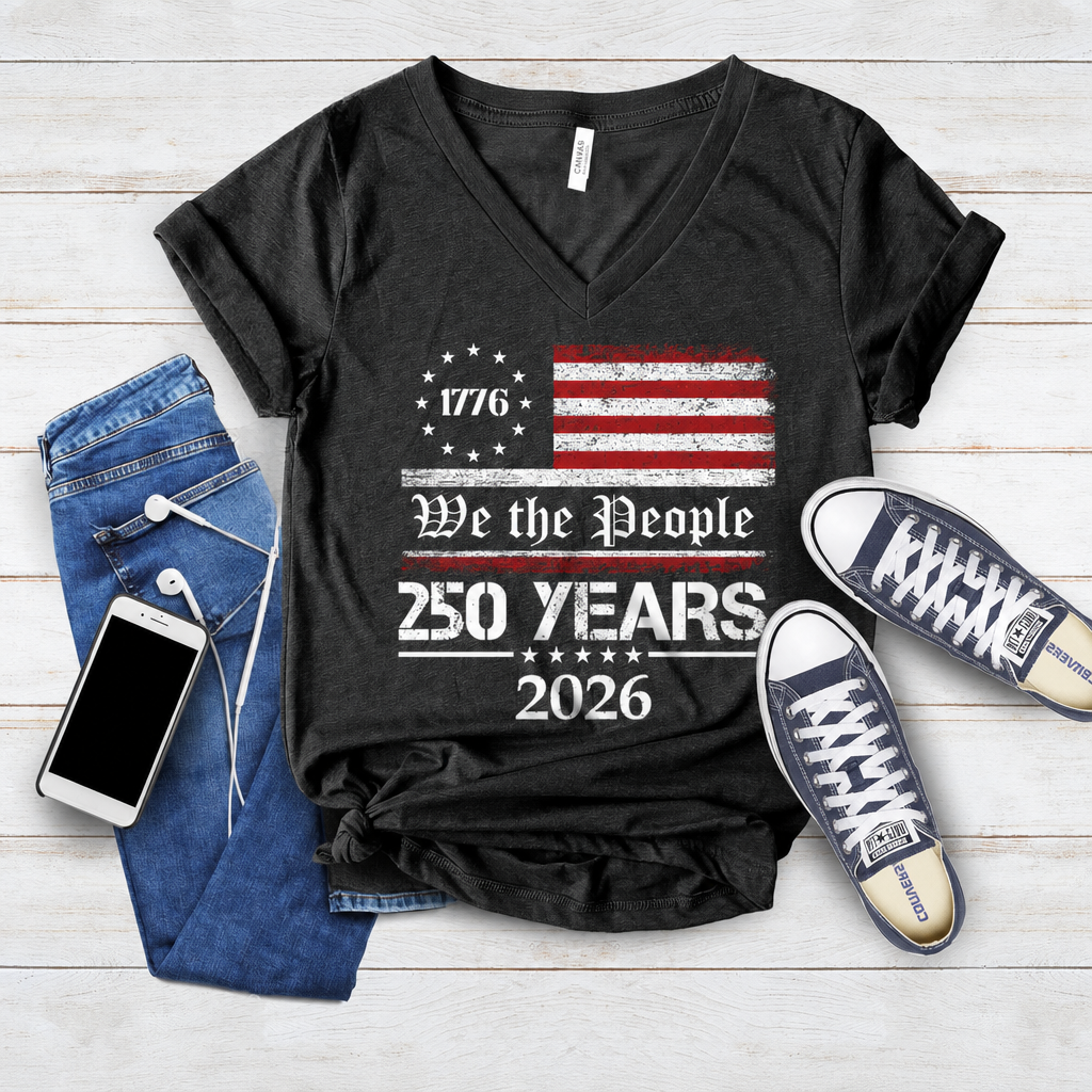 We The People 250 Years 1776-2026 Patriotic V-Neck T-Shirt