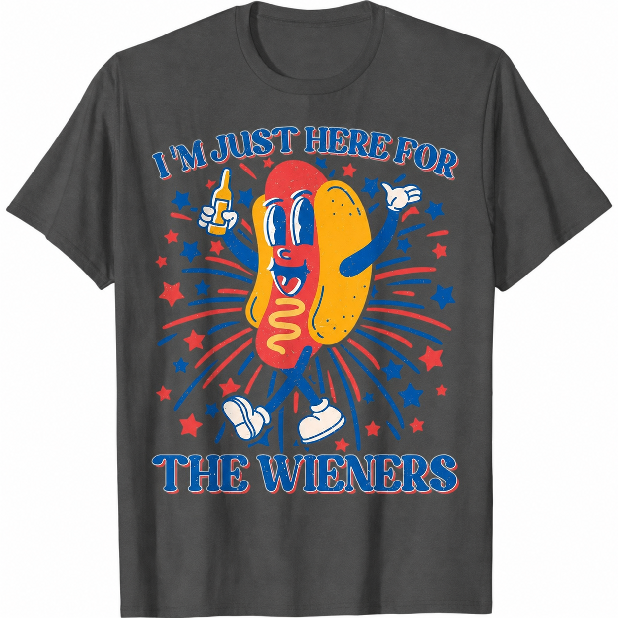 I'm Just Here For The Wieners Funny Hot Dog Graphic Tee