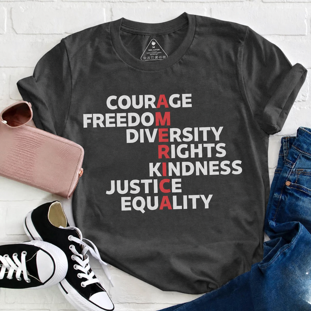 July 4th Courage Freedom Equality Graphic Tee