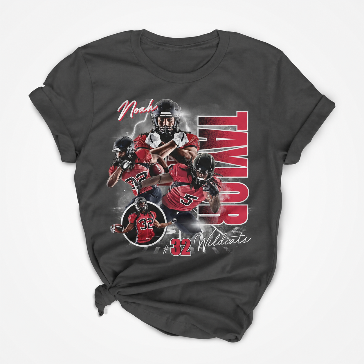 Vintage Football Player Graphic Tee | Retro Sports Athlete Collage T-Shirt