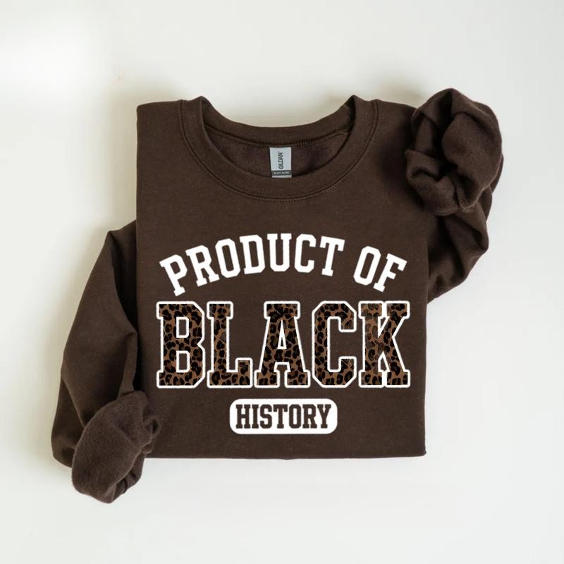 "Product of Black History" Leopard Print Crewneck Sweatshirt (Black History Month 2026)