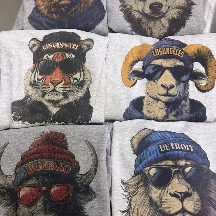 “City NFL Cartoon” Streetwear Crewneck Sweatshirts (Multi - City)