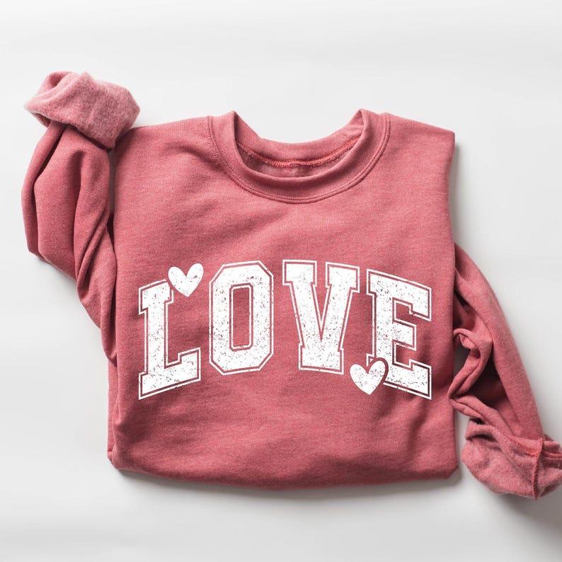 Retro "LOVE" Heart Valentine’s Day Crewneck Sweatshirt