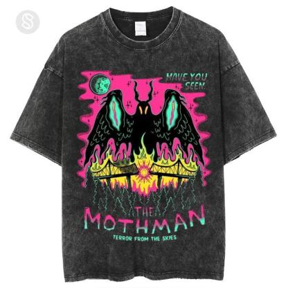 "Have You Seen The Mothman" Retro Washed Graphic T-Shirt/Crewneck/Hoodie