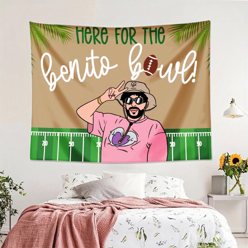 "Here For The Benito Bowl" Football Field Cartoon Wall Tapestry