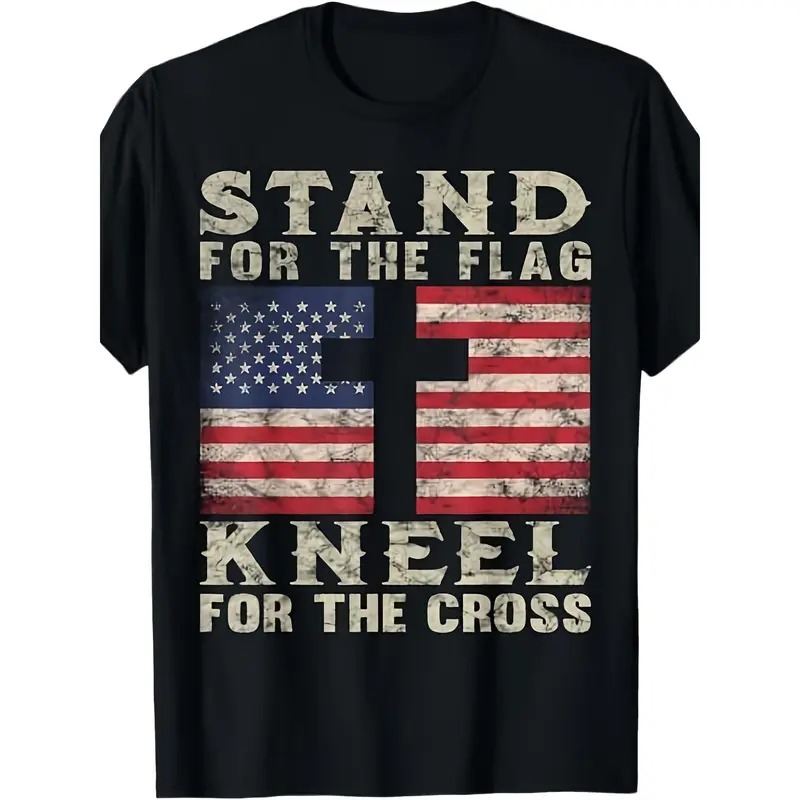 “Flag & Cross” Christian Patriot Distressed Tee | Faith - Driven USA Shirt