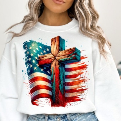“Faith & Patriotism” Cross - Flag Christian USA Tee