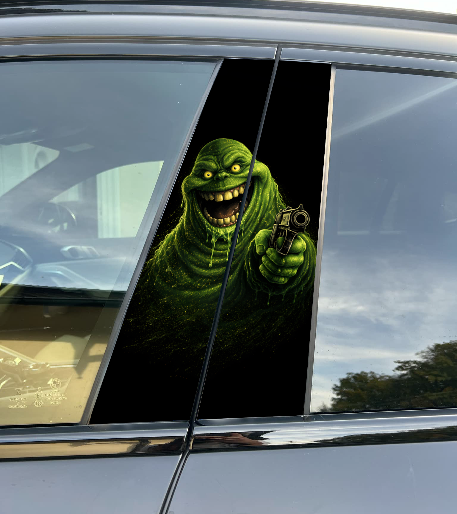 Ghostbusters Slimer Car Pillar Wrap Premium Vinyl B-Pillar Decal, Universal Fit