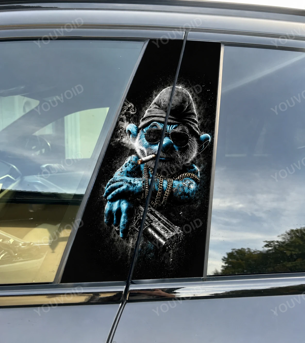 Papa Smurf gangster - Car pillar sticker