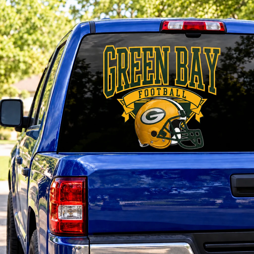 Green Bay Packers Football Square Rear Window Decal