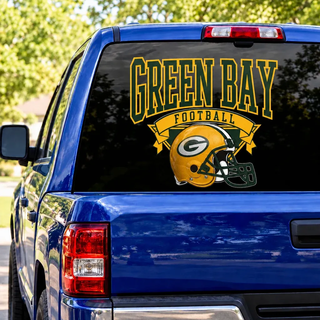 Green Bay Packers Football Square Rear Window Decal