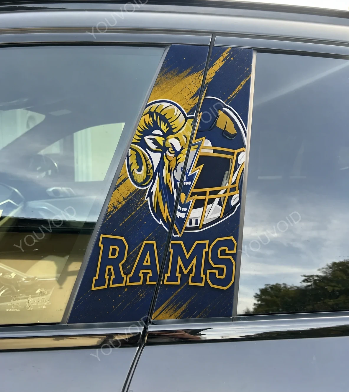 Los Angeles Rams Car Pillar Wrap - Universal Fit Style 2