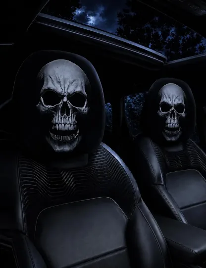 Ghost Face Car Headrest Covers - Style J (2PC) image 1