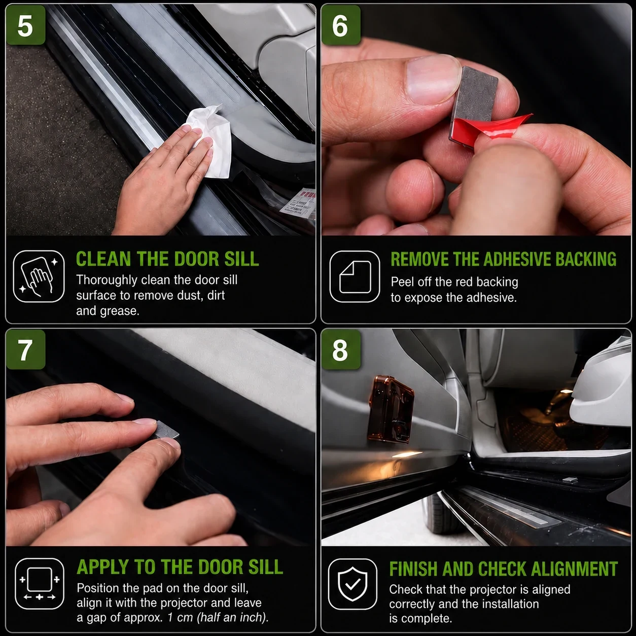 Football car door projector light installation step 2