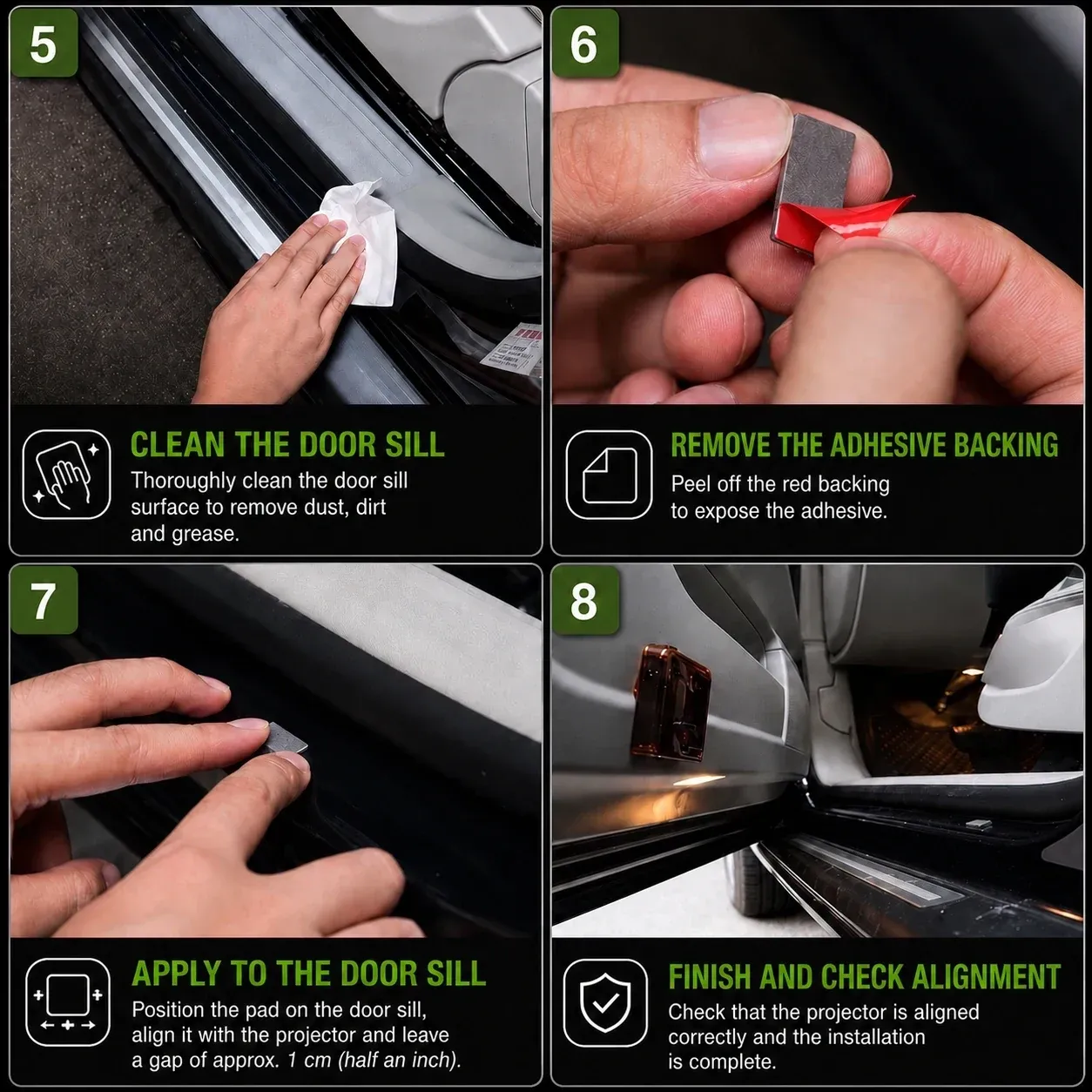 Football car door projector light installation step 2