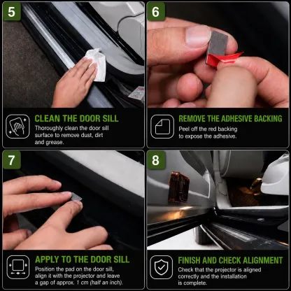 Football car door projector light installation step 2