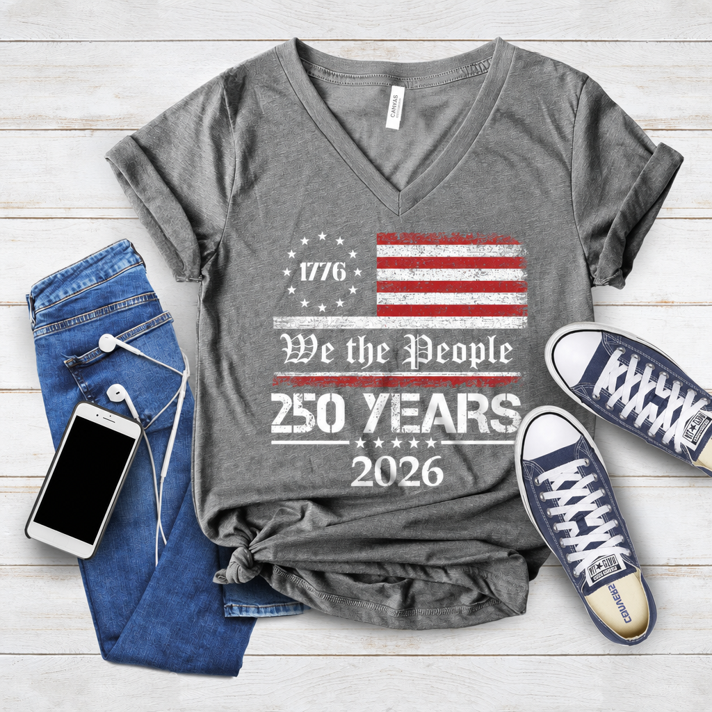 We The People 250 Years 1776-2026 Patriotic V-Neck T-Shirt