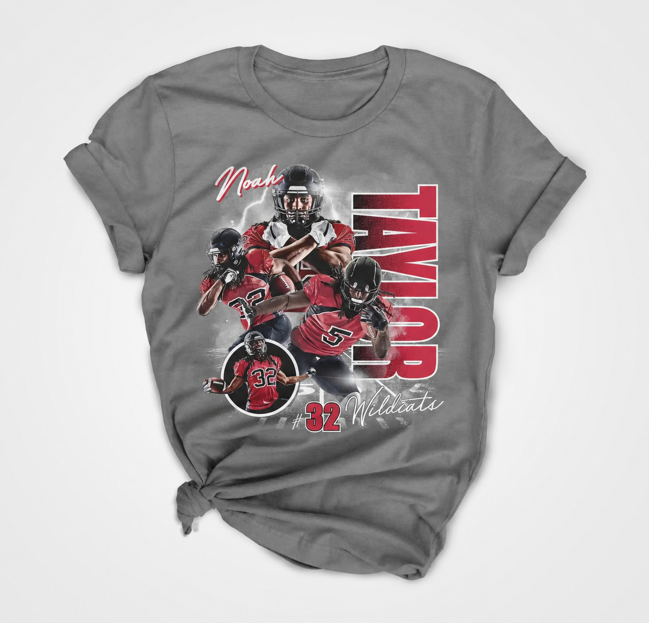 Vintage Football Player Graphic Tee | Retro Sports Athlete Collage T-Shirt