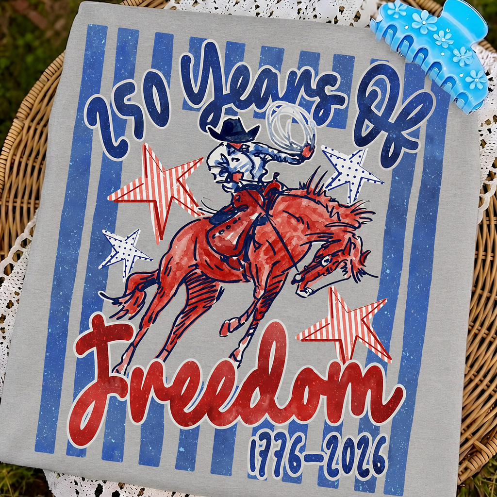 250 Years of Freedom 1776-2026 Cowboy Graphic Tee