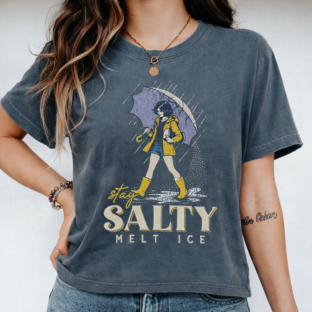 "Stay Salty, Melt ICE" Vintage Graphic Tee - Social Justice Parody Shirt