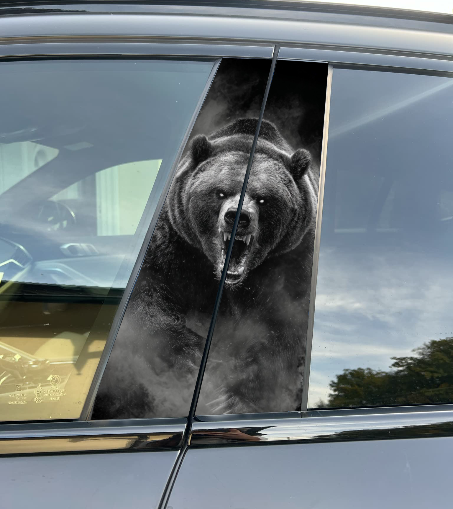 Grizzly Car Pillar Wrap - Premium Vinyl B-Pillar Decal, Universal Fit