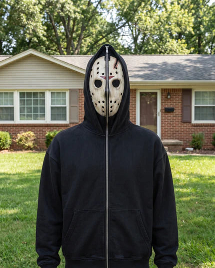 Horror Movie Ghost Face Mask Costume Set – Hooded Cloak & Scary Mask Outfit