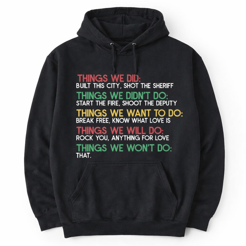 "Things We Did" Classic Rock Lyrics Checklist Tee - Vintage Music Lover Gift