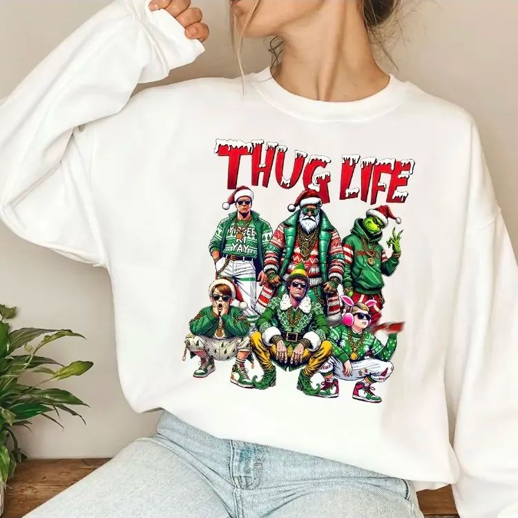 Christmas Movie Characters Sweatshirt in Green