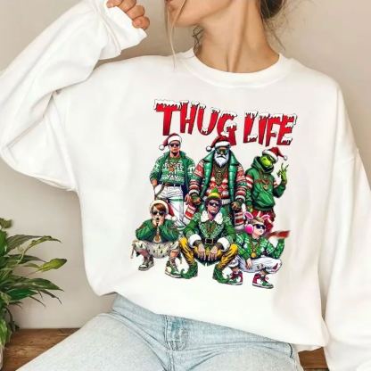Christmas Movie Characters Sweatshirt in Green