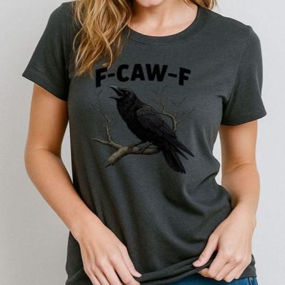“F - CAW - F” Raven Dark Style Cream Crewneck Tee