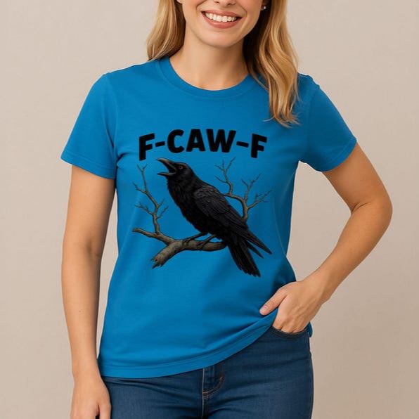 “F - CAW - F” Raven Dark Style Cream Crewneck Tee