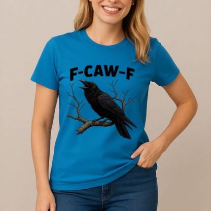 “F - CAW - F” Raven Dark Style Cream Crewneck Tee