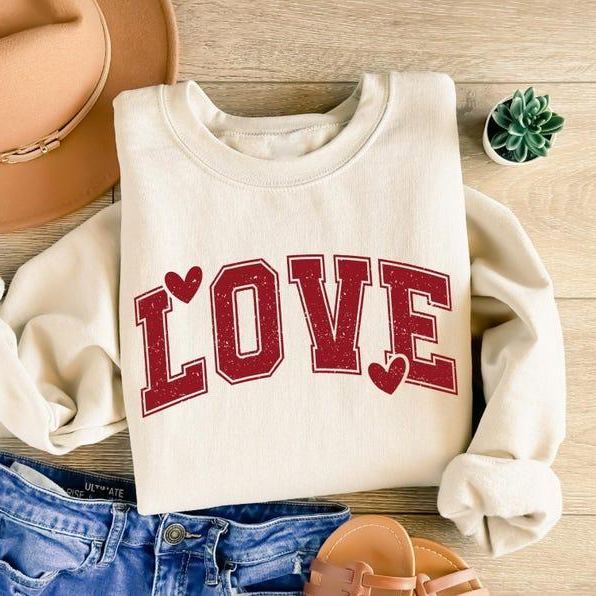 Retro "LOVE" Heart Valentine’s Day Crewneck Sweatshirt