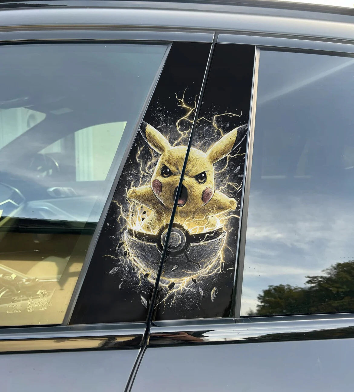 Pikachu Car Pillar Wrap - Premium Vinyl B-Pillar Decal, Universal Fit