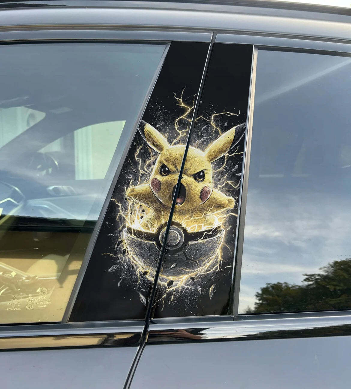 Pikachu Car Pillar Wrap - Premium Vinyl B-Pillar Decal, Universal Fit