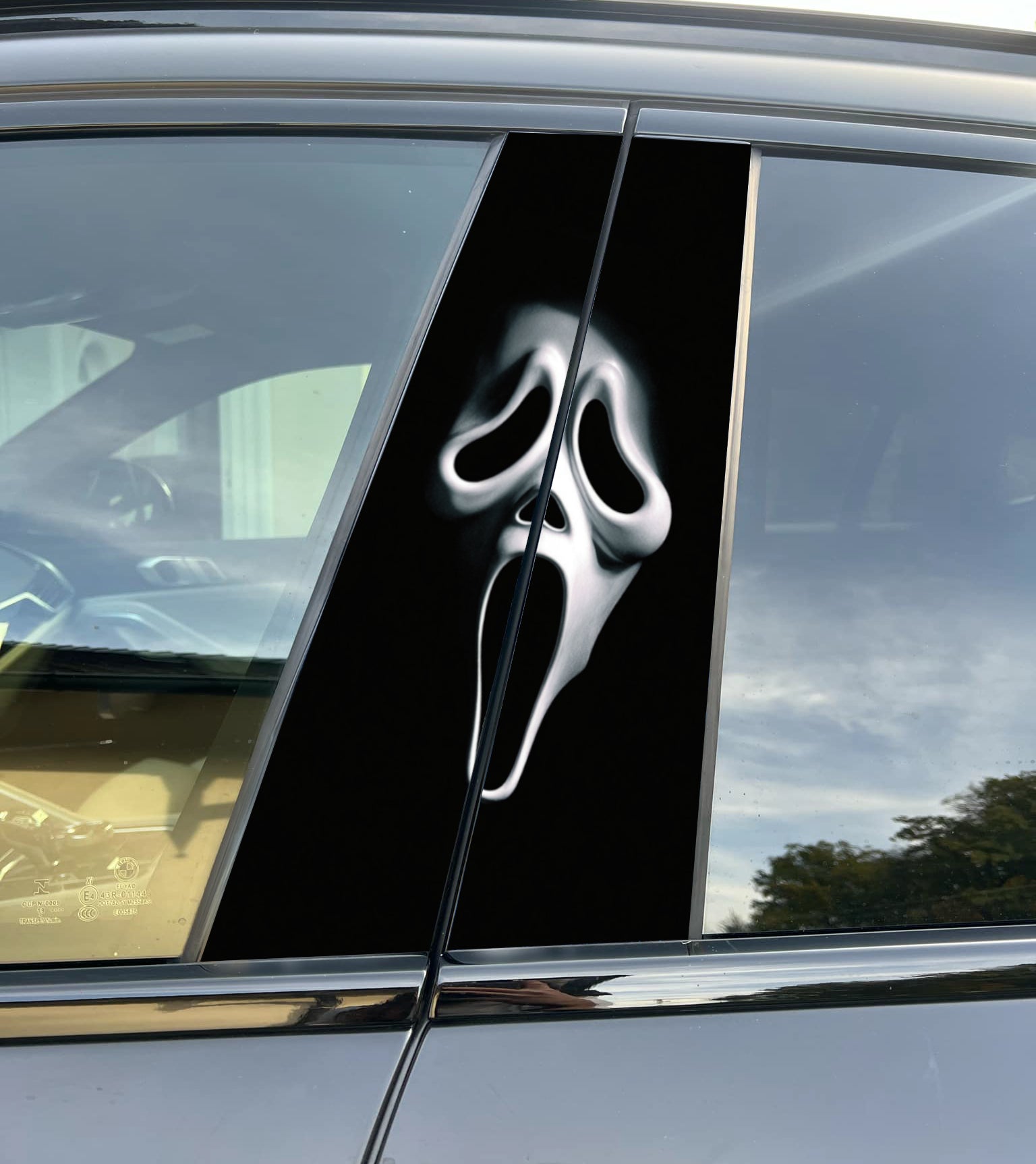 Ghostface Car Pillar Wrap - Premium Vinyl B-Pillar Decal, Universal Fit