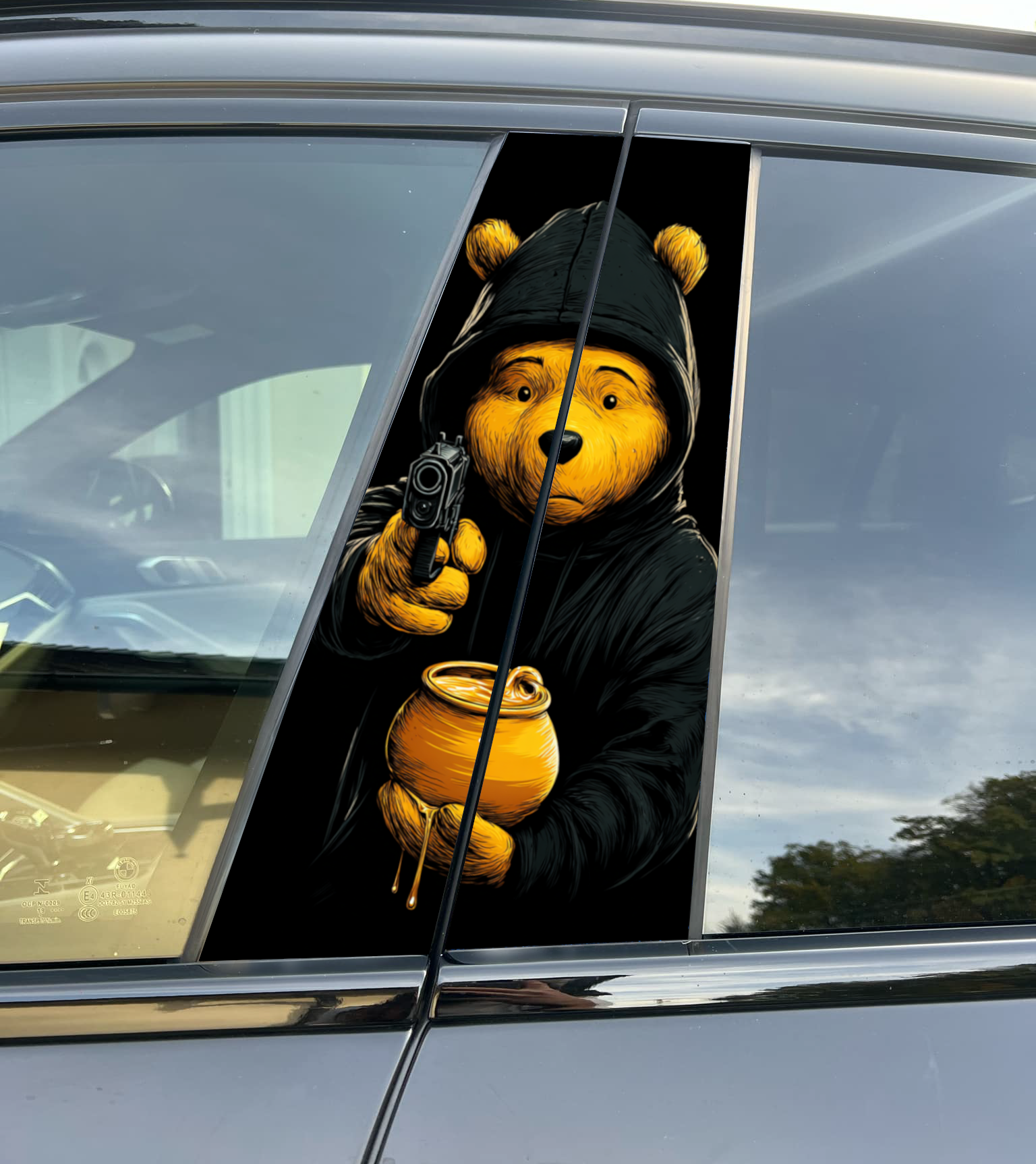 Winnie the Pooh Car Pillar Wrap - Premium Vinyl B-Pillar Decal, Universal Fit