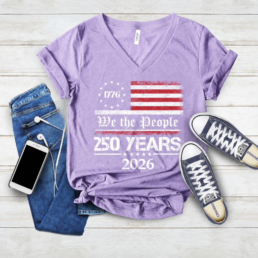 We The People 250 Years 1776-2026 Patriotic V-Neck T-Shirt