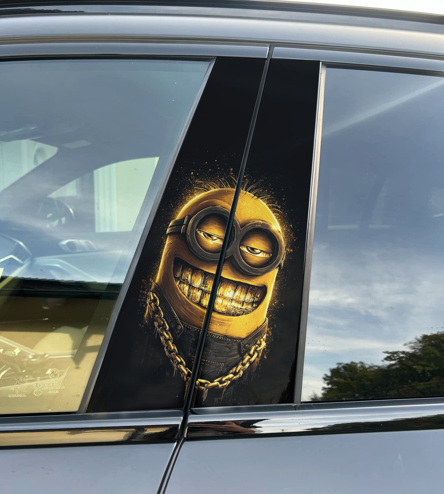 Minion G Car Pillar Wrap - Premium Vinyl B-Pillar Decal, Universal Fit