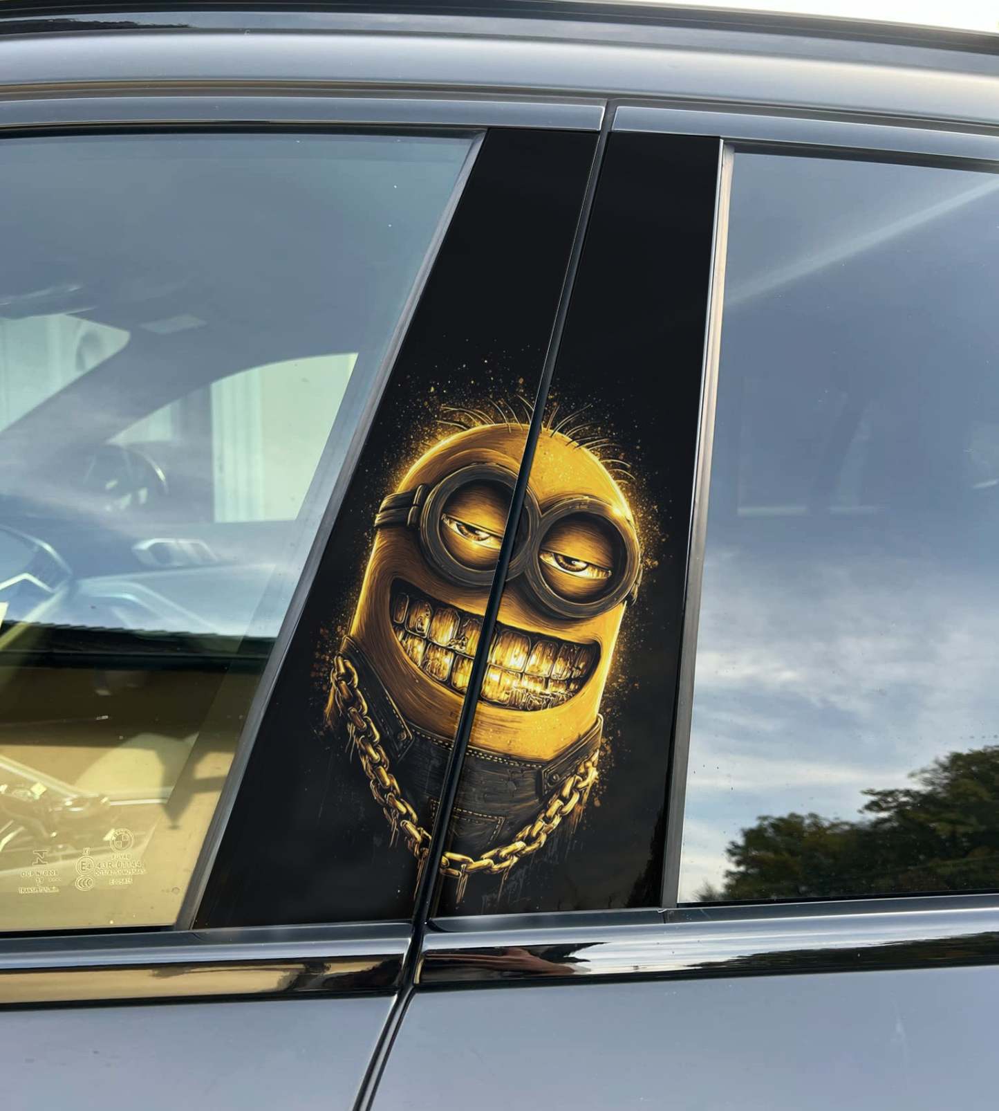 Minion G Car Pillar Wrap - Premium Vinyl B-Pillar Decal, Universal Fit