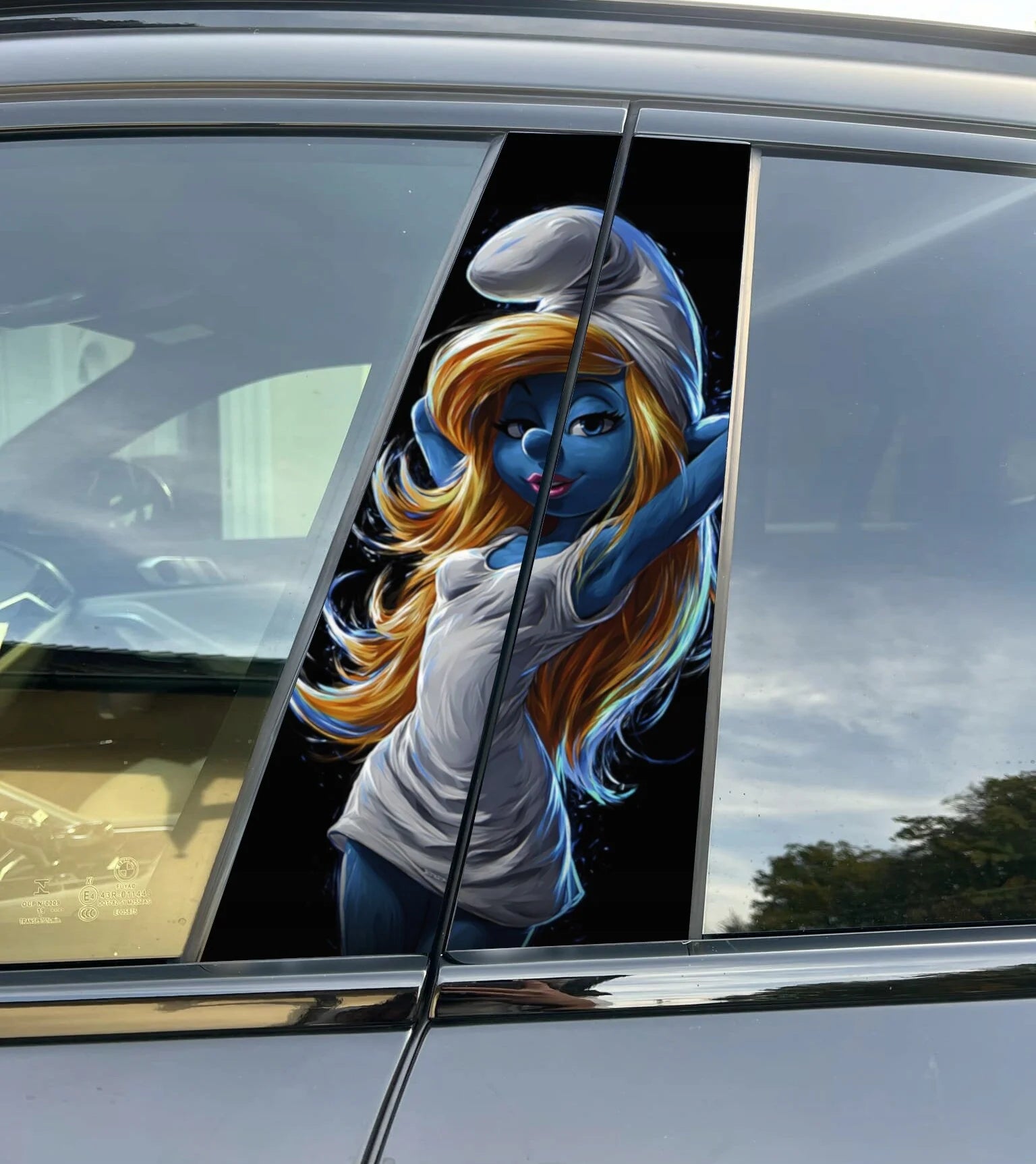 Smurfette S Car Pillar Decal, Universal Fit