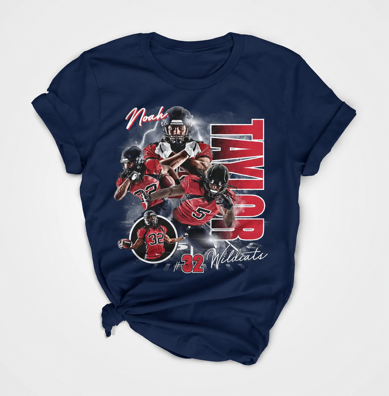 Vintage Football Player Graphic Tee | Retro Sports Athlete Collage T-Shirt