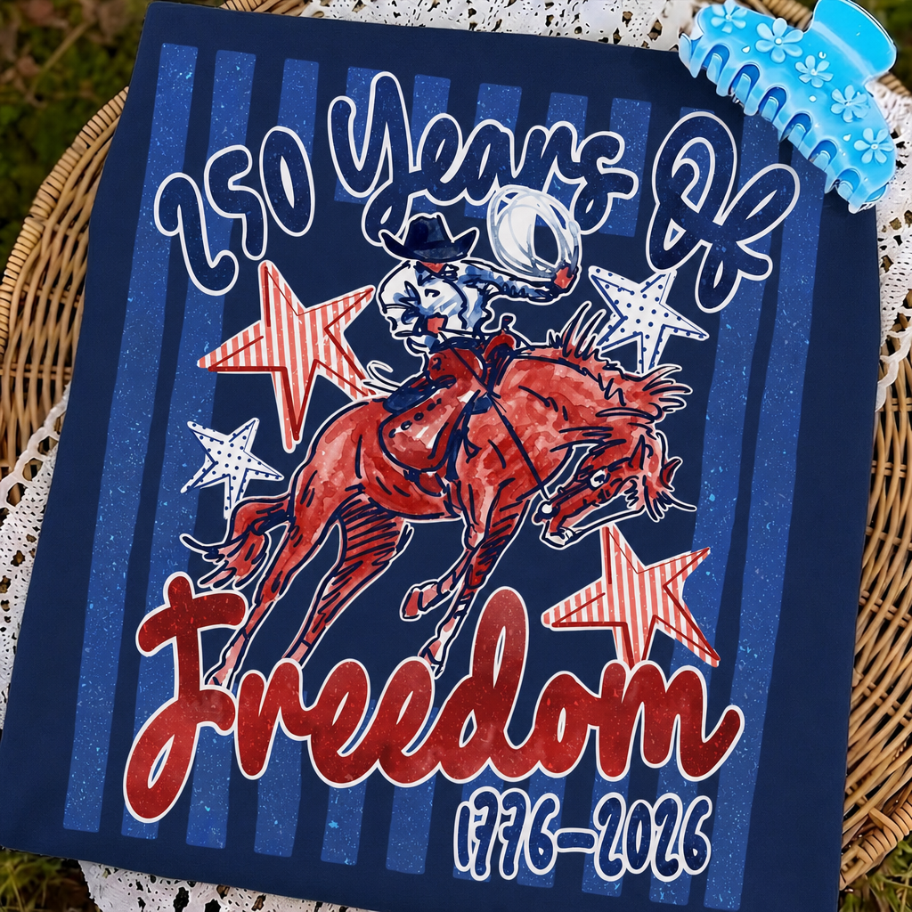 250 Years of Freedom 1776-2026 Cowboy Graphic Tee