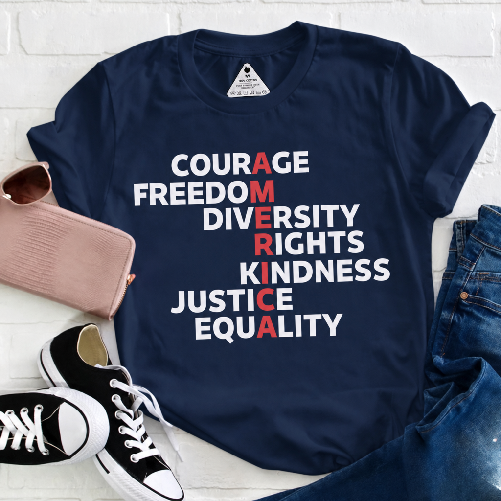 July 4th Courage Freedom Equality Graphic Tee
