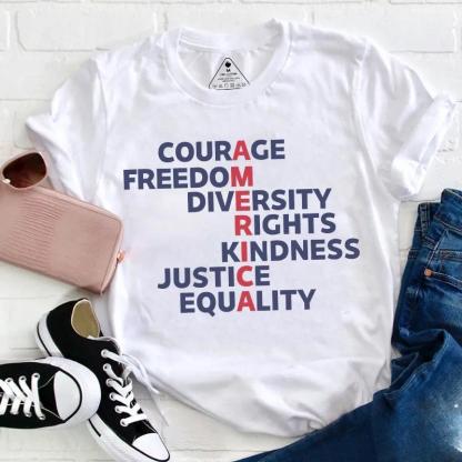 July 4th Courage Freedom Equality Graphic Tee