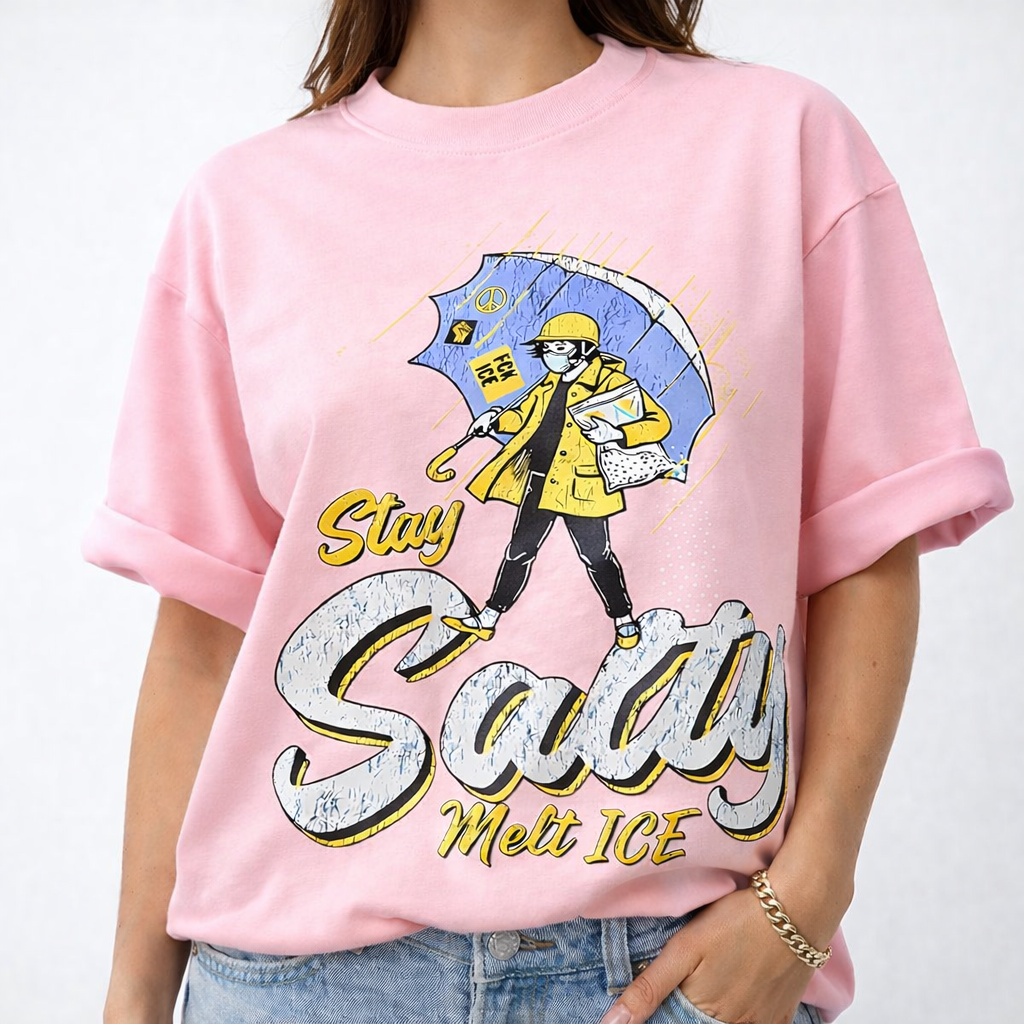 "Stay Salty, Melt ICE" Vintage Graphic Tee - Social Justice Parody Shirt