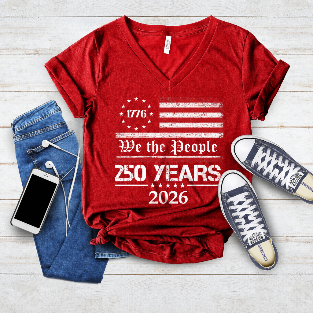 We The People 250 Years 1776-2026 Patriotic V-Neck T-Shirt